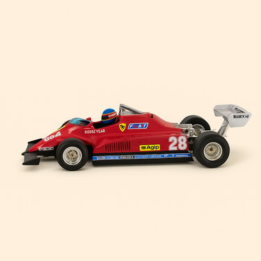 Photo professionnelle de la voiture miniature Ferrari 126C2 Numero 28 De 1982 Formule 1 Grand Prix Ditalie - Image clean haute qualité