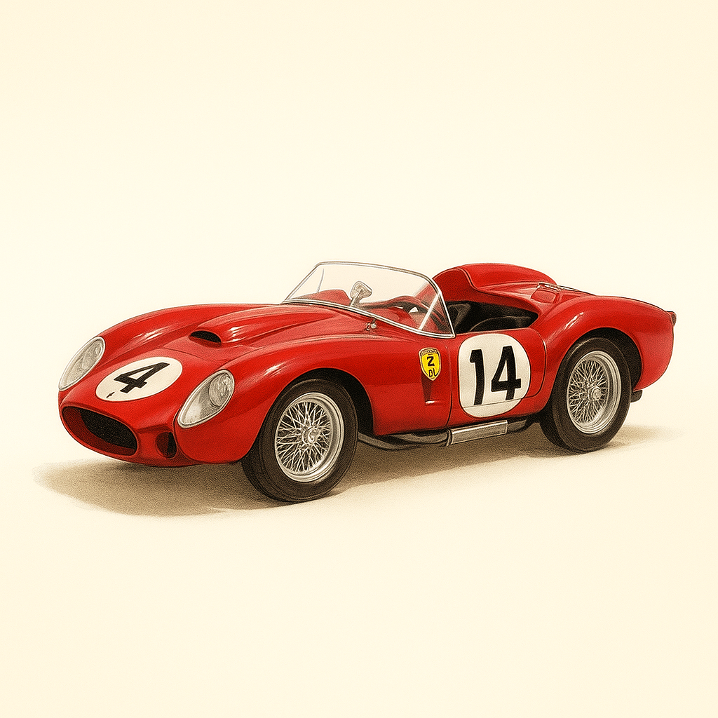 Czerwony Ferrari 250TR numer 14 (24-godzinny wyścig Le Mans z 1958 r.)