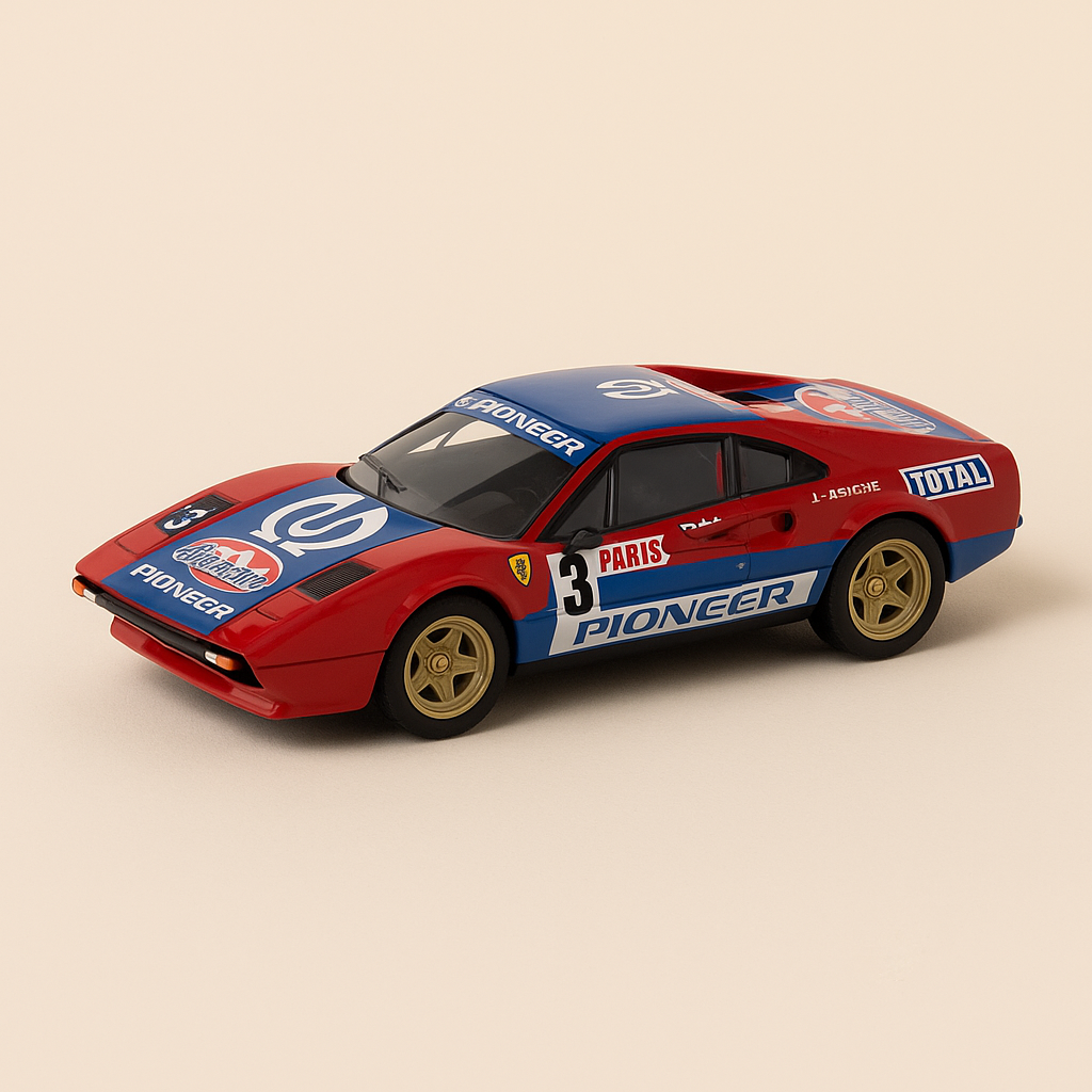 Ferrari 308GTB vermelho e azul número 3 - Rali de Monte Carlo de 1982