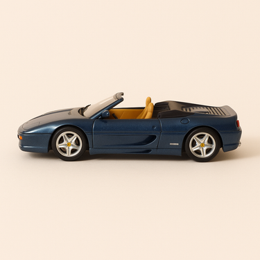 Photo professionnelle de la voiture miniature Ferrari F355 Bleue Collection Detailcars - Image clean haute qualité