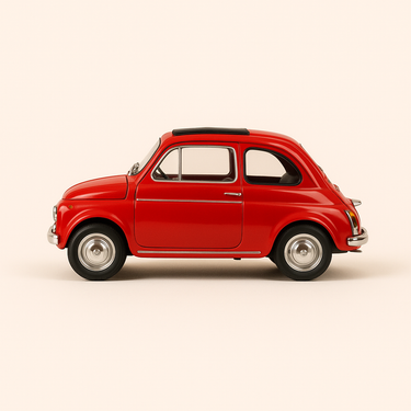 Photo professionnelle de la voiture miniature Fiat 500D Rouge De 1960 Echelle 1 24Eme - Image clean haute qualité