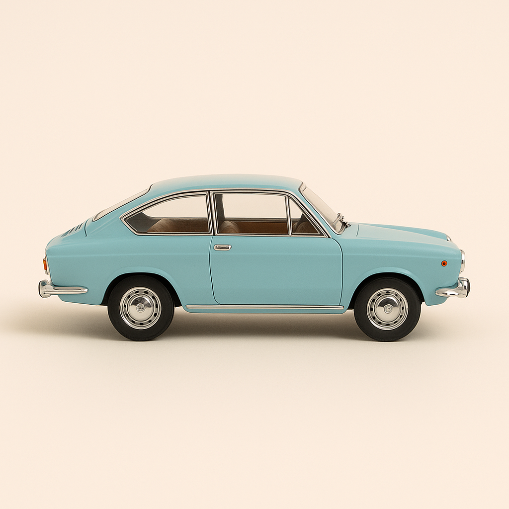 1965 Fiat 850 Coupé a hellblo (Moossstaf 1:24)