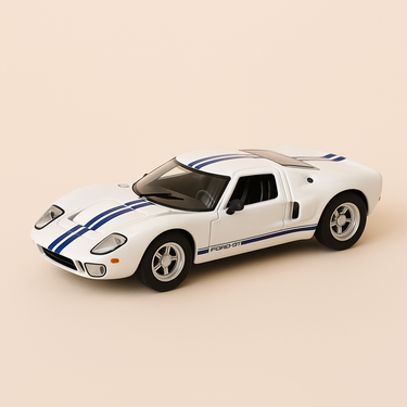 Photo professionnelle de la voiture miniature Ford Gt40 Blanche Et Barres Bleues - Image clean haute qualité