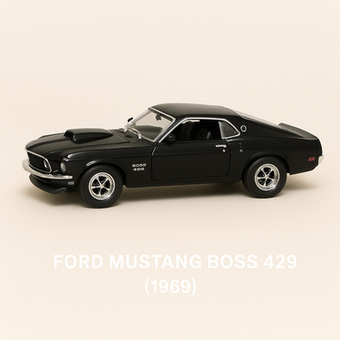Photo professionnelle de la voiture miniature Ford Mustang Boss 429 Noire De 1969 Voiture Americaine - Image clean haute qualité