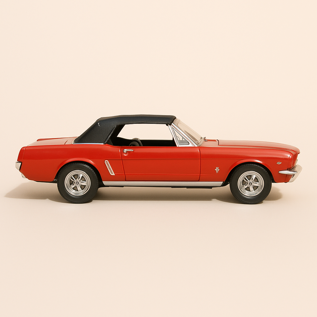 1965 roude Ford Mustang Cabrio (Moossstaf 1:24)
