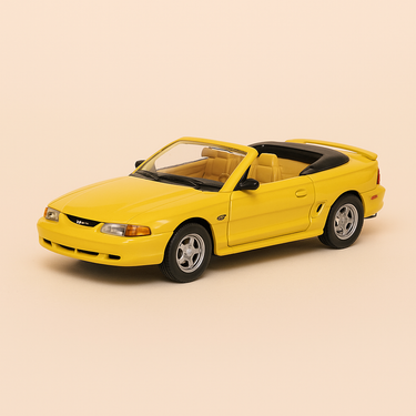 Photo professionnelle de la voiture miniature Ford Mustang G T Convertible Jaune De 1994 - Image clean haute qualité