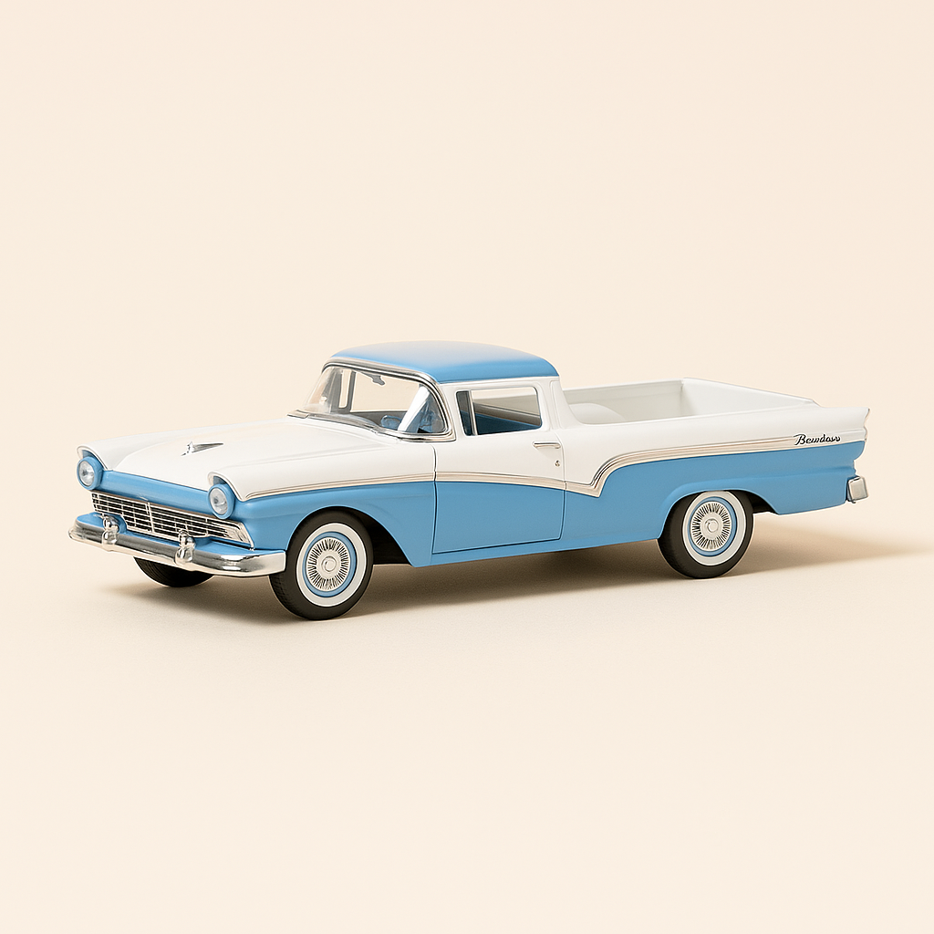Ford Ranchero azul y blanco de 1957 (coche americano)