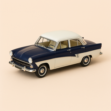 Photo professionnelle de la voiture miniature Ford Taunus 17M Coupe Bleue Et Blanche De 1957 Collection Detailcars Article N 382 - Image clean haute qualité