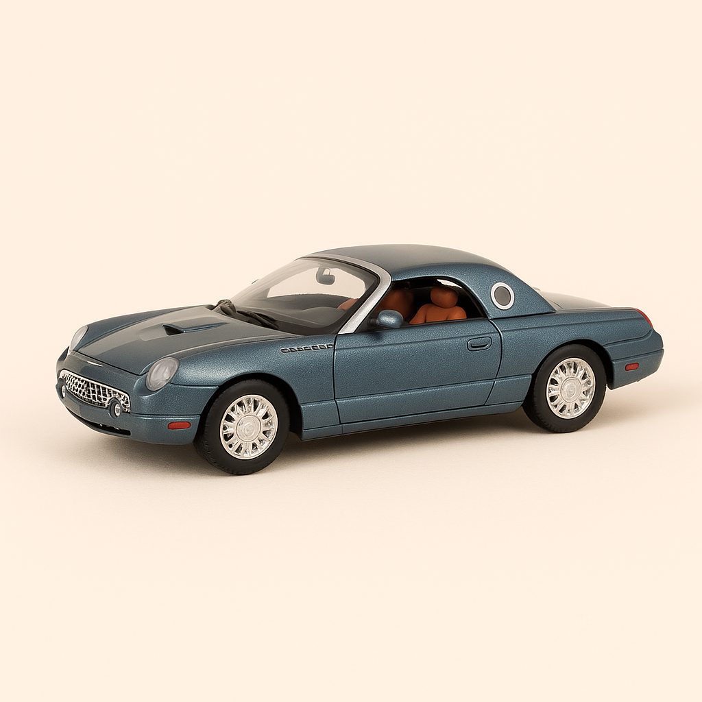 Ford Thunderbird azul oscuro de 2003 (coche americano) - Caja de plexiglás