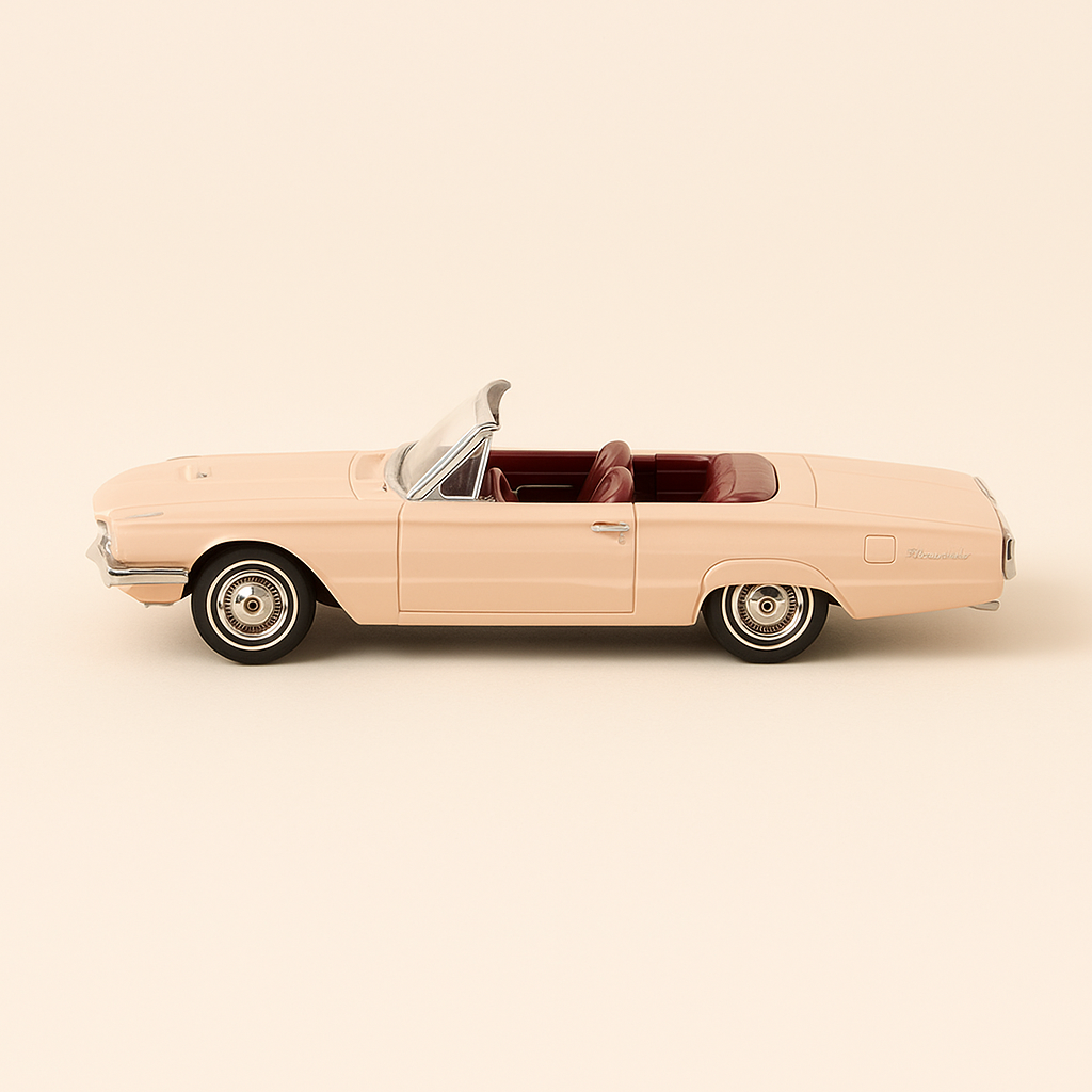 Ford Thunderbird rosa salmón de 1966 (coche americano) - Caja de plexiglás