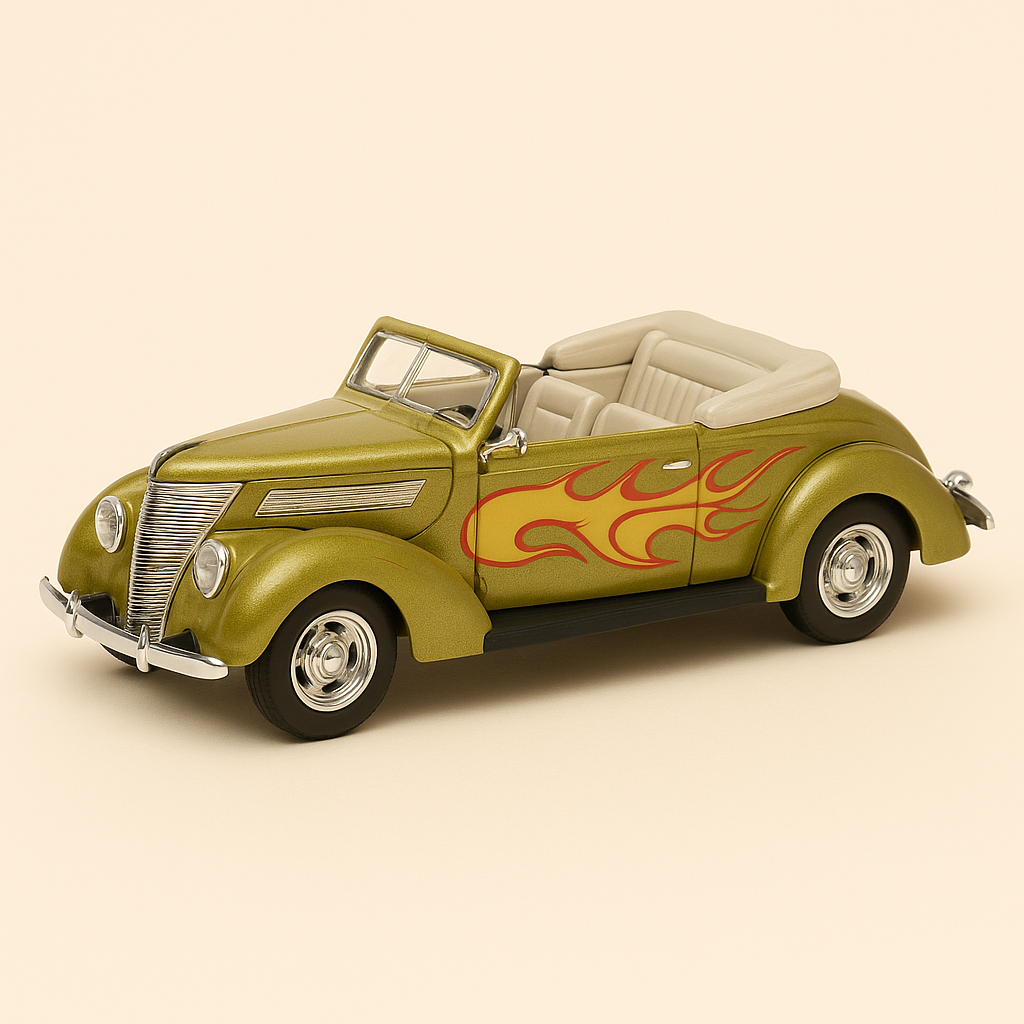 Zielony Ford V8 Cabrio z 1937 roku (samochód amerykański)