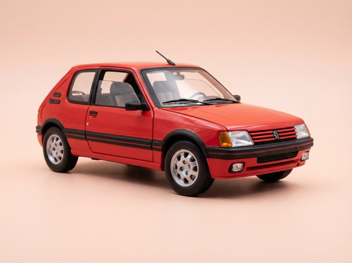 Voiture miniature - Peugeot 205 GTI rouge - Solido (Echelle 1/18ème)