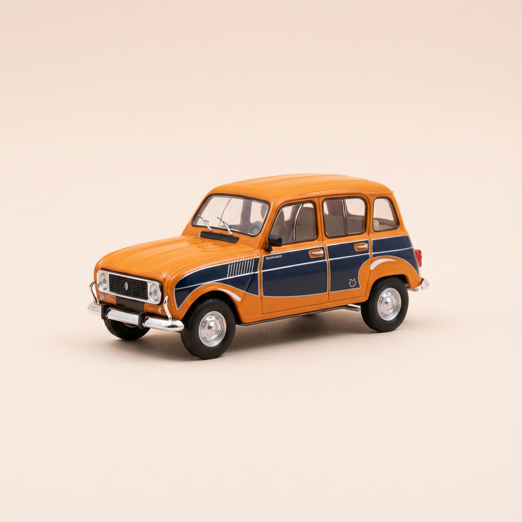Renault 4L Suissaquatre orange und dunkelblau