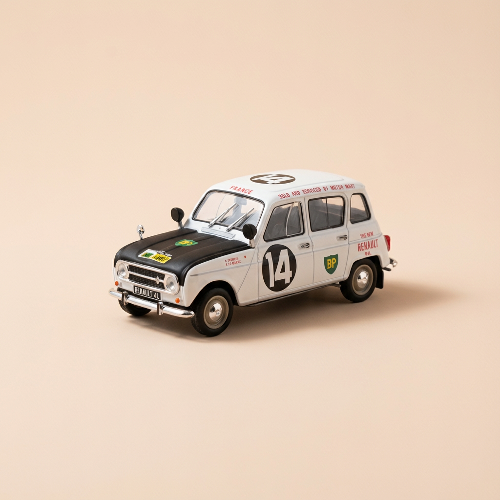 1962 Renault 4 Rally East African Safari White and Black Number 14