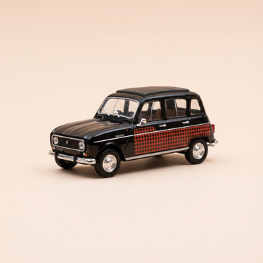 Voiture miniature - Renault 4L Parisienne noire et avec damiers noirs et oranges