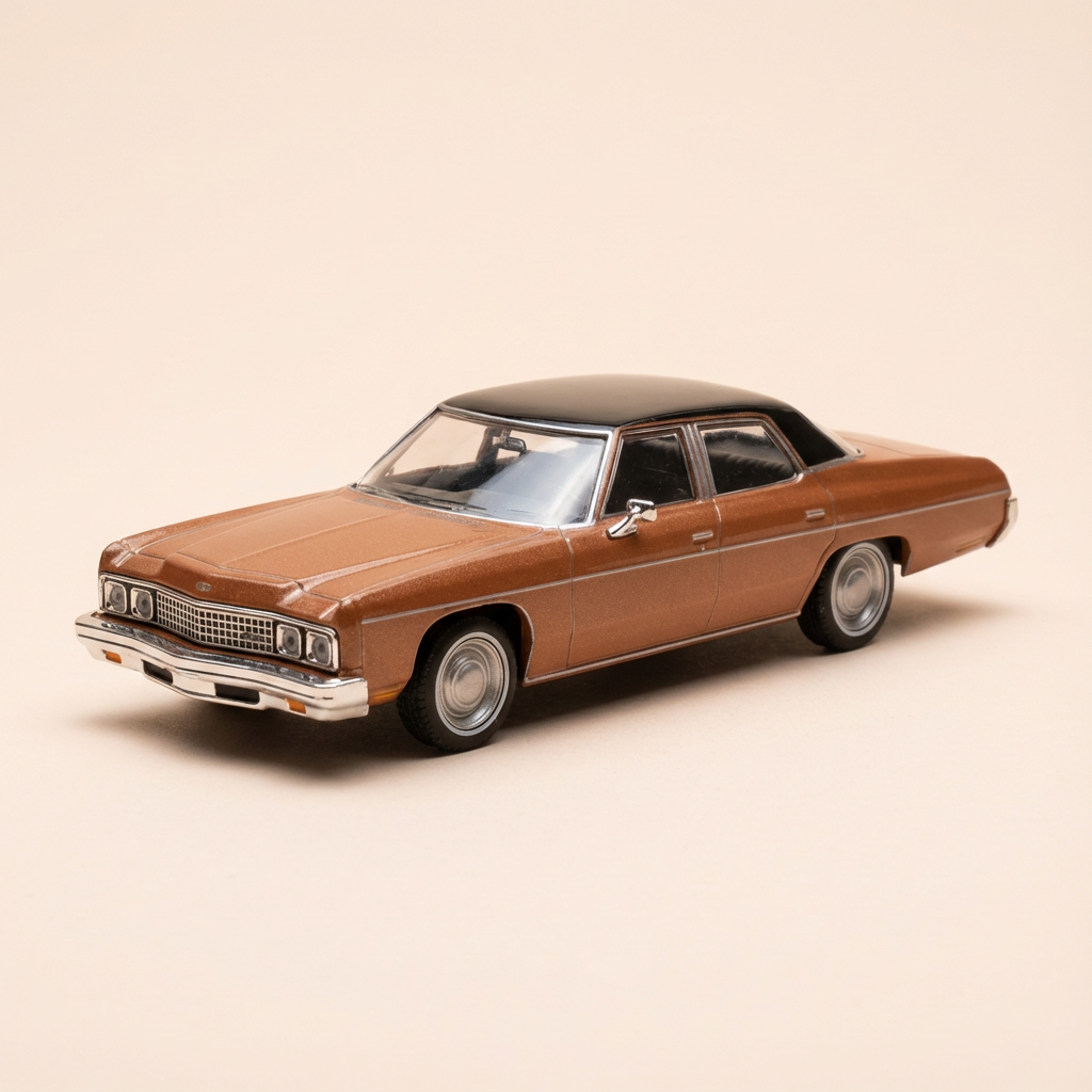 Chevrolet Bel Air brązowy z czarnym dachem z 1973 roku