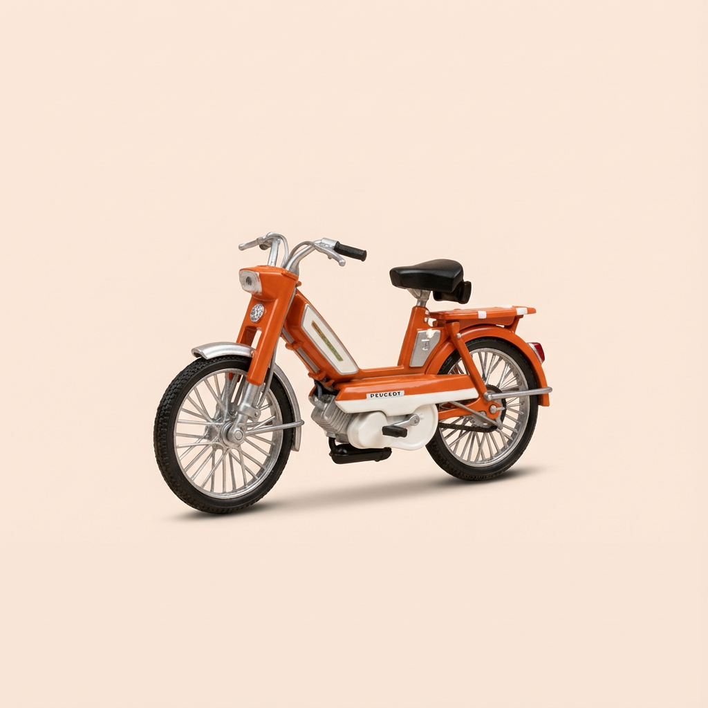 Mobylette Peugeot 103l orange de 1972 (échelle 1/18ème)