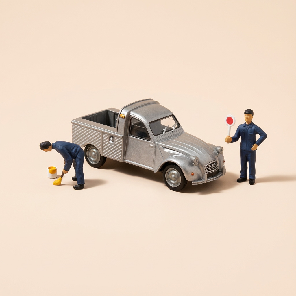 Citroën 2 CV pick-up cinza - La Nationale 7 - a estrada azul