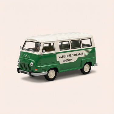 Voiture miniature - Renault Estafette verte et toit blanc cassé/beige - La Nationale 7 - la route bleue