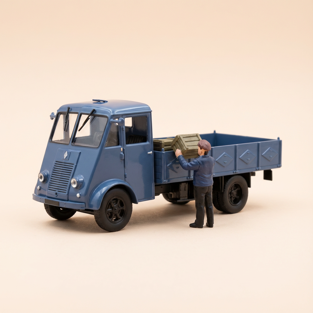 Voiture miniature - Renault camion AHN plateau bleu - La Nationale 7 - la route bleue