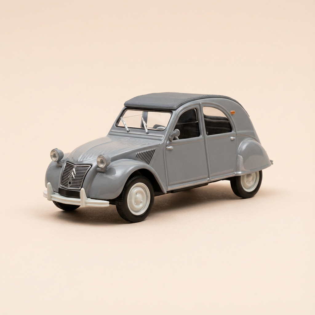 Citroën 2 CV gréis mat gréisem Daach - La Nationale 7 - d'bléi Strooss (d'Scouten)