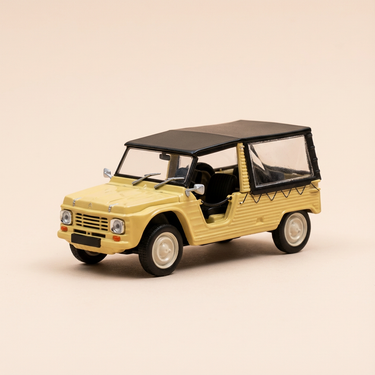 Voiture miniature - Citroën Méhari beige et capote noire - La Nationale 7 - la route bleue