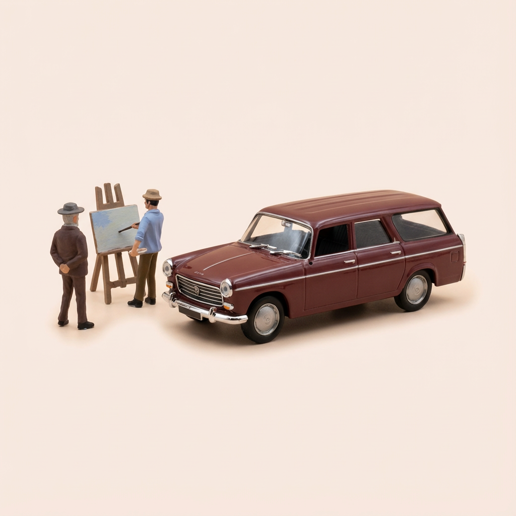 Peugeot 404 break bordeaux - La Nationale 7 - la route bleue