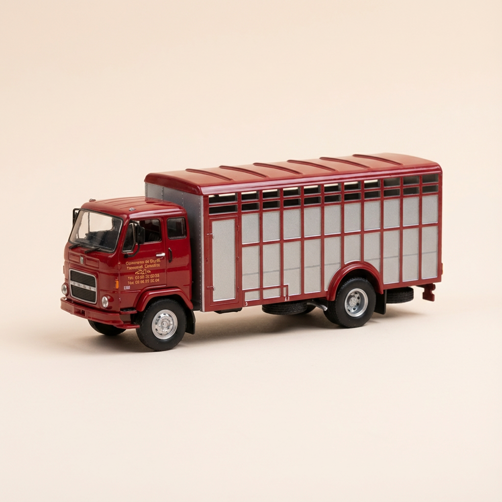 Volvo F88 Phase 2 Red and Gray Cattle Trailer Truck (Transports Cordier)