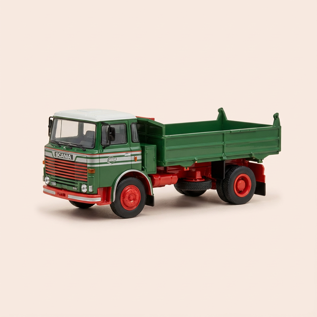 Camión plataforma Skoda Liaz 706MTS (Checoslovaquia 1969) - camión verde con techo de cabina blanco