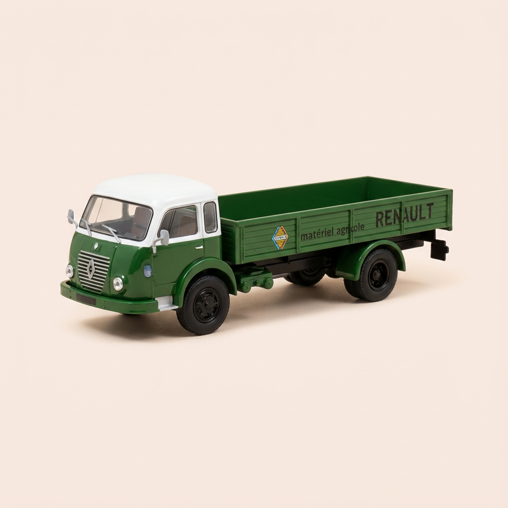 Saviem JL21 Green Truck with Green and White Cabin - Flatbed Truck 'Renault Agricultural Equipment' - France 1972