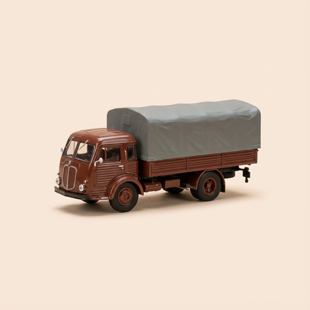 Braunen Camion Simca Cargo mat Plane (Frankräich 1955)