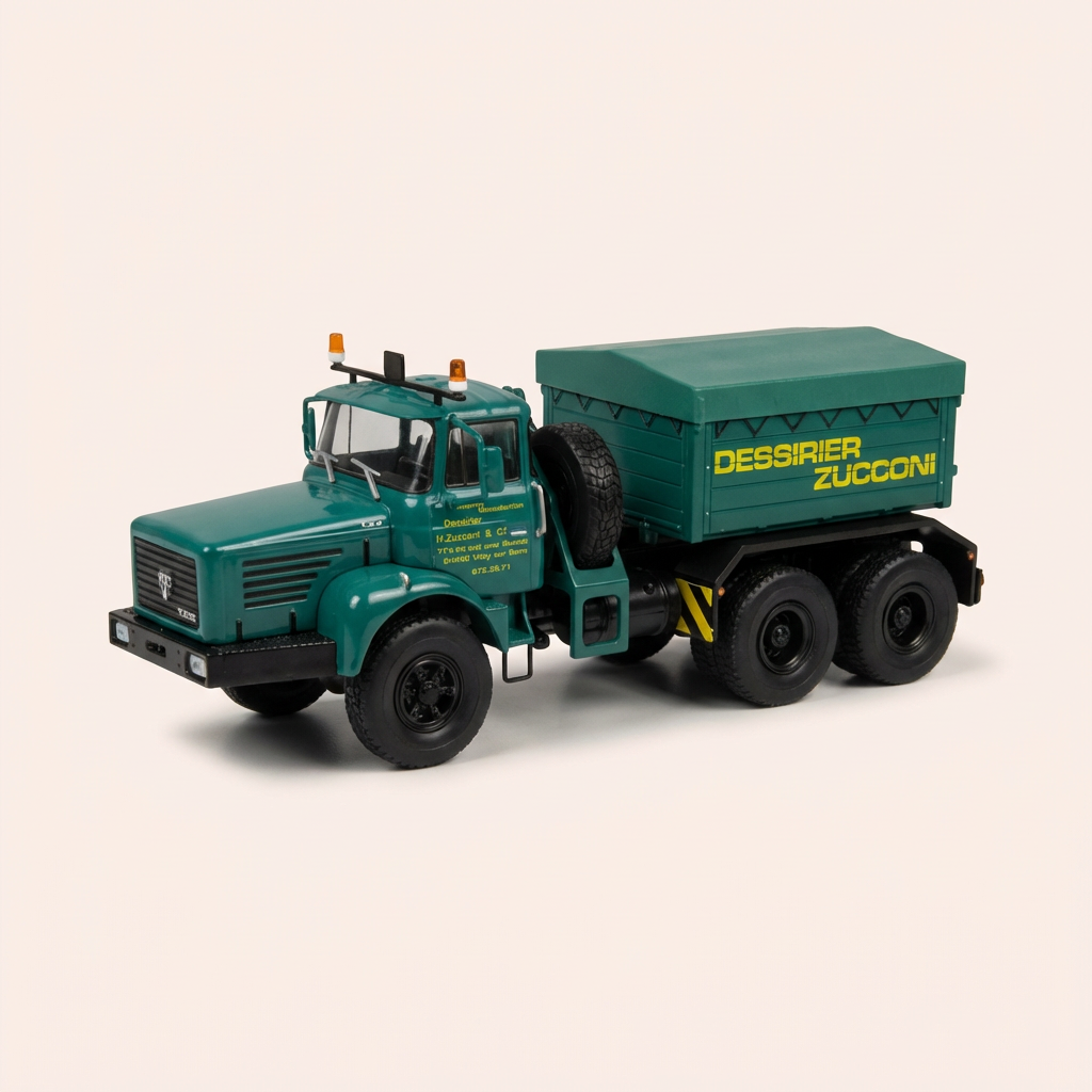 Camion Berliet TBO 15 M3 pousseur de convoi exceptionnel - camion vert transport manutention Dessirier Zucconi