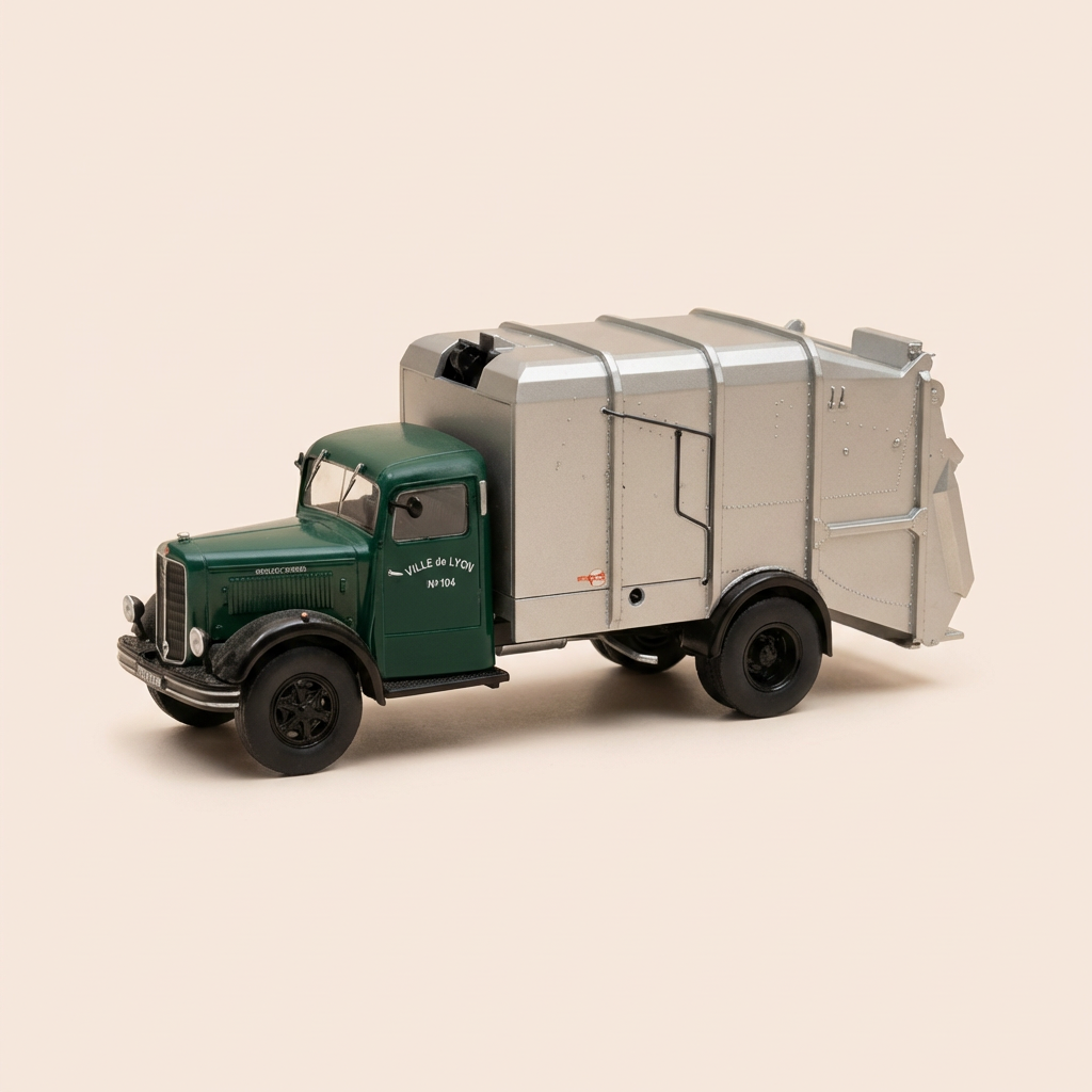 Camión Berliet GDR 7 W con volquete Sovel - camión verde y gris para la recolección de basura