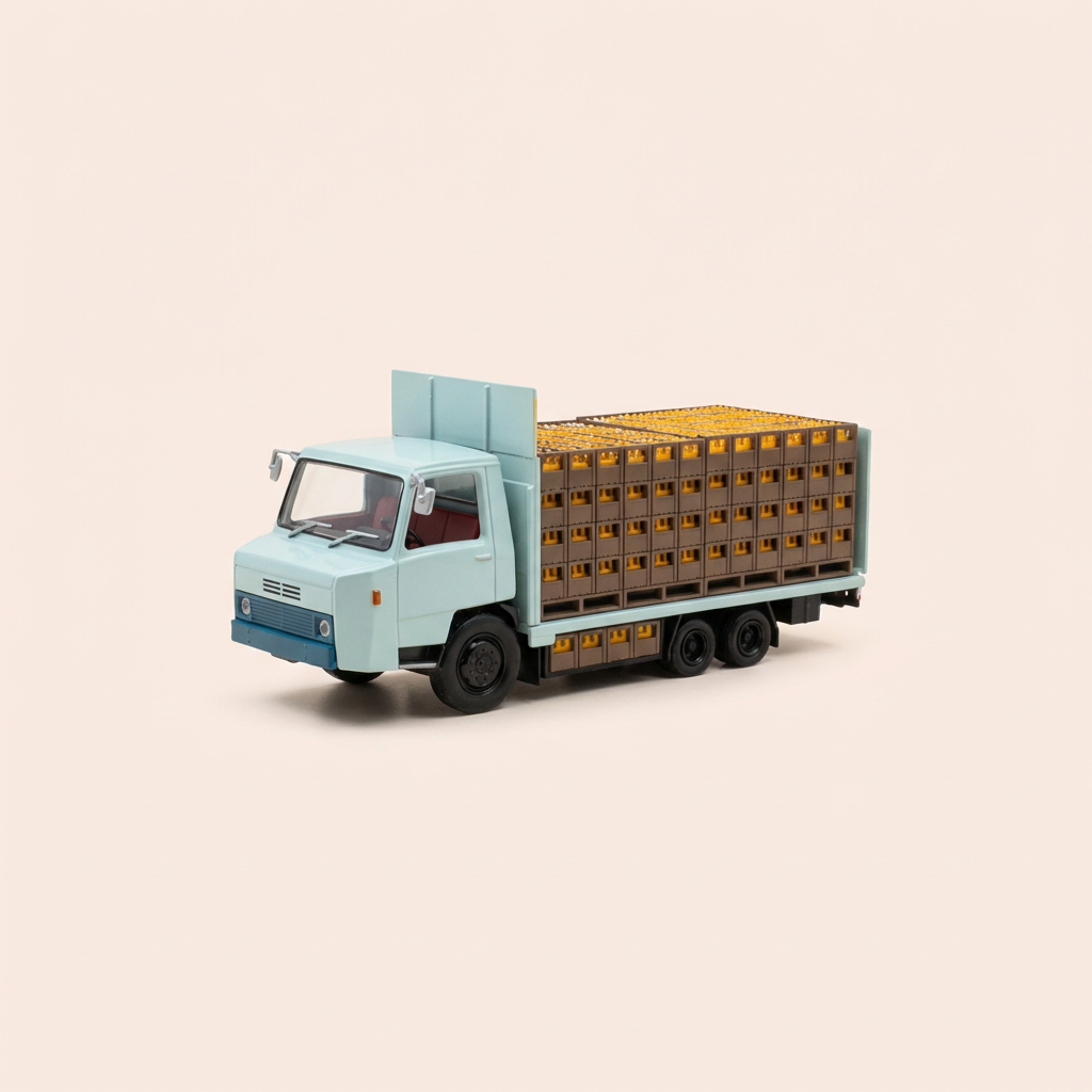Camion Berliet Tékel bleu pâle transport de boissons (avec bister et avec carton)