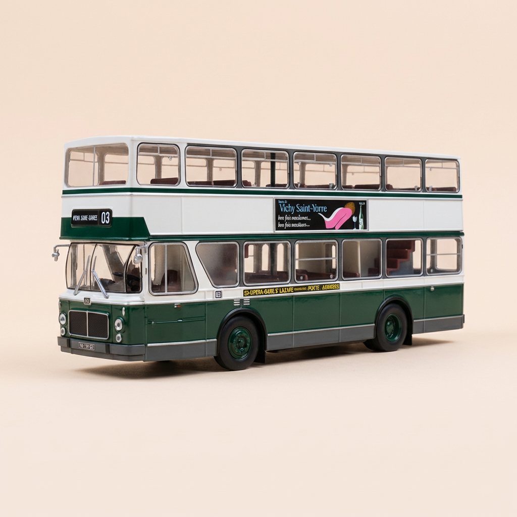 Autobus Berliet PCMRE vert et blanc de la RATP (un rétroviseur à coller)