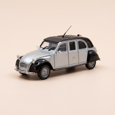 Voiture miniature - Citroën 2 CV Limousine grise et noire - Norev