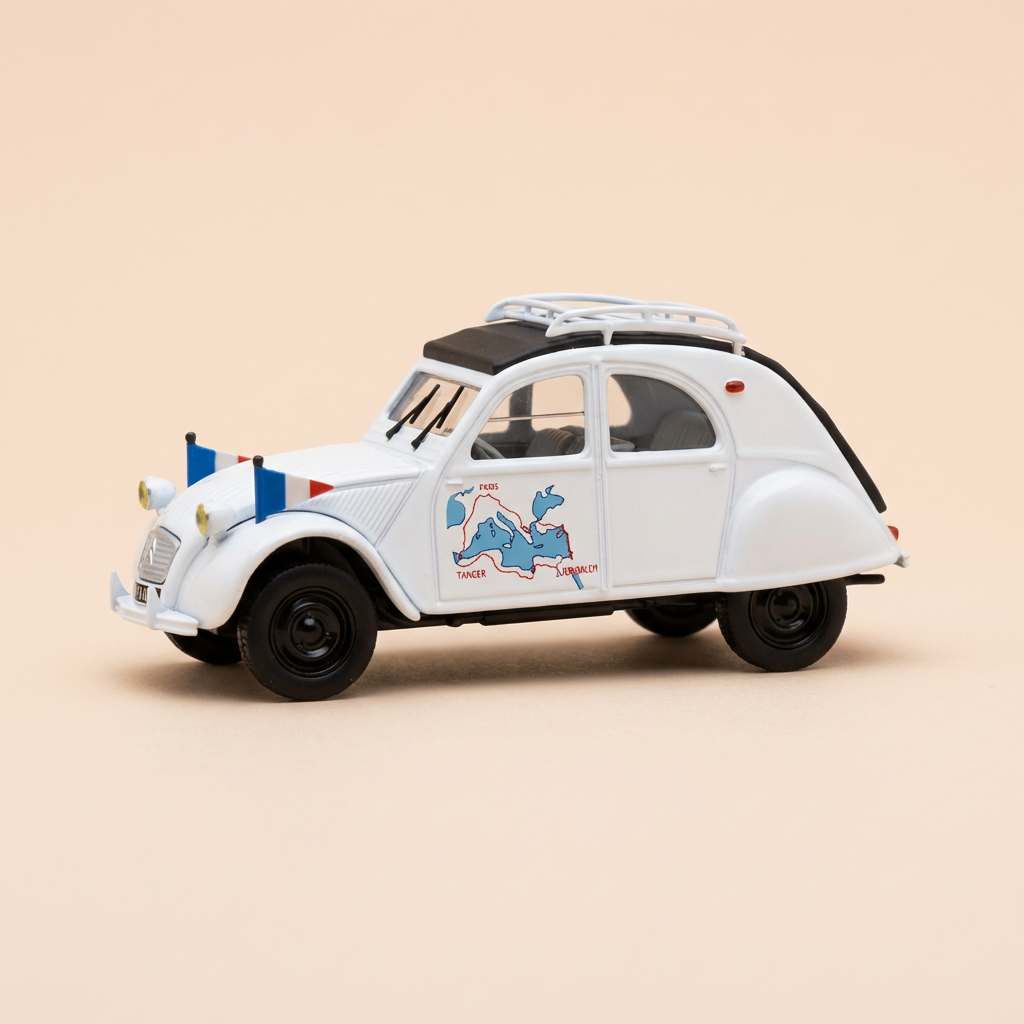Citroën 2 CV A blanche - Norev (rallye "Paryż - Tanger - Jerozolima")