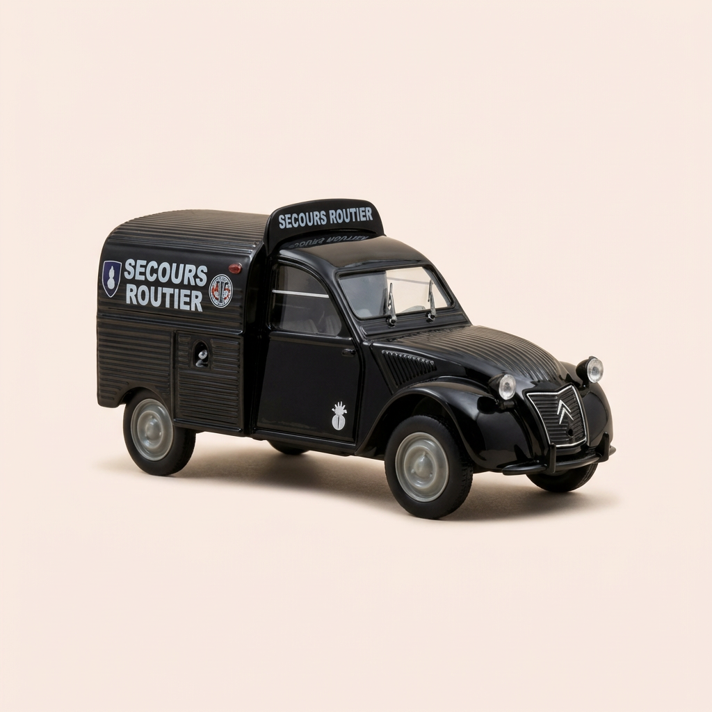 Voiture miniature - Citroën 2 CV AZU fourgonnette tôlée noire SECOURS ROUTIERS - Norev