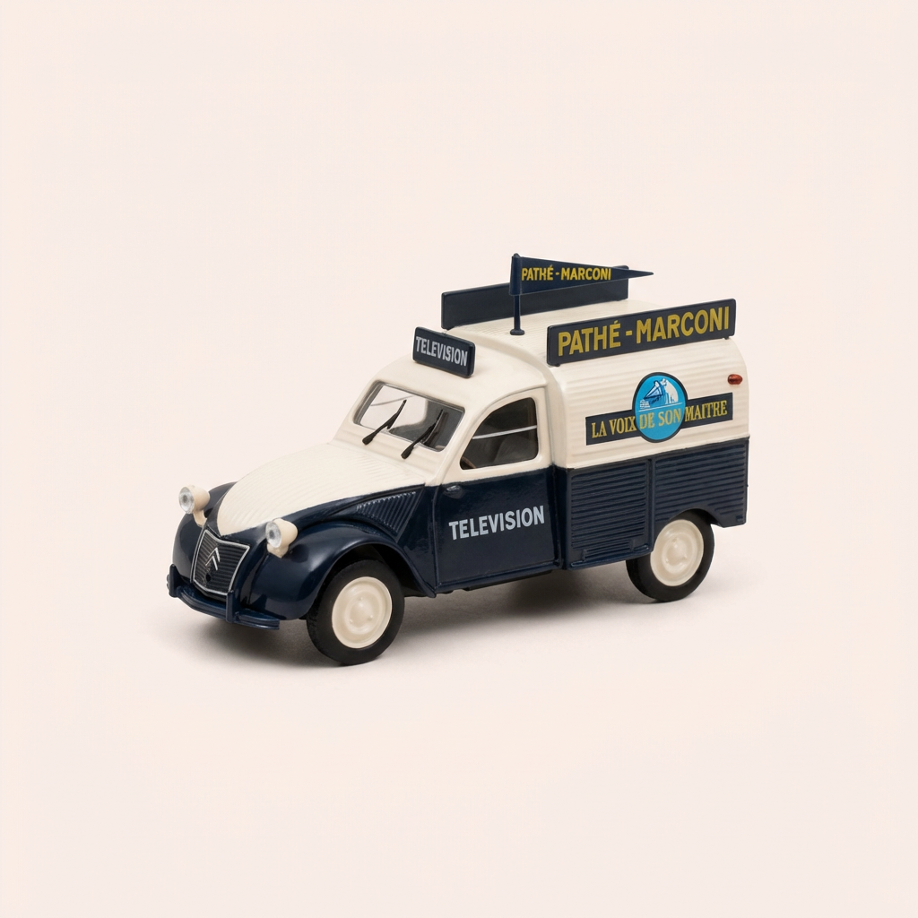 Citroën 2 CV AZU fourgonnette tôlée bleue et beige PATHE-MARCONI - Norev (sous blister)