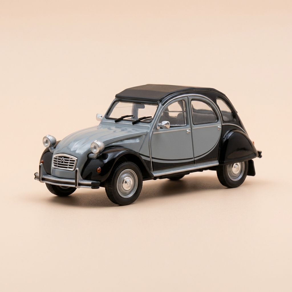 Voiture miniature - Citroën 2 CV Charleston noire et grise - Eligor