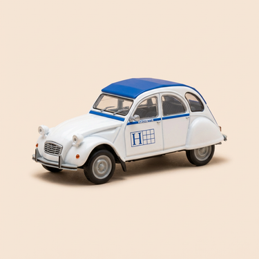 Voiture miniature - Citroën 2 CV blanche et bleue HACHETTE - Eligor