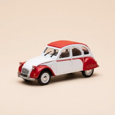 Voiture miniature - Citroën 2 CV 6 Dolly blanche et rouge - Norev