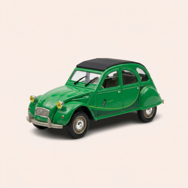 Voiture miniature - Citroën 2 CV 6 verte et noire et toit noir - Norev