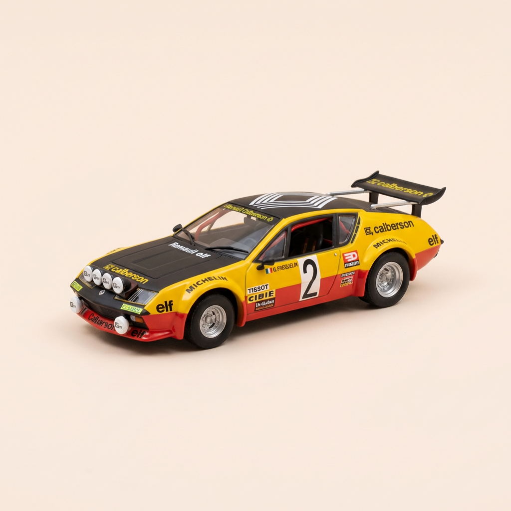 Renault Alpine A310 jaune, noire et rouge numéro 2 de 1977 avec publicité CALBERSON (sous blister)