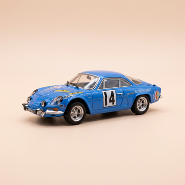 Voiture miniature - Renault Alpine A110 bleue numéro 14 - rallye des routes du Nord de 1970 (sous blister)