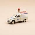 Voiture miniature - Citroën 2 CV Pick-up fourgonnette beige avec publicité MIKO - Norev