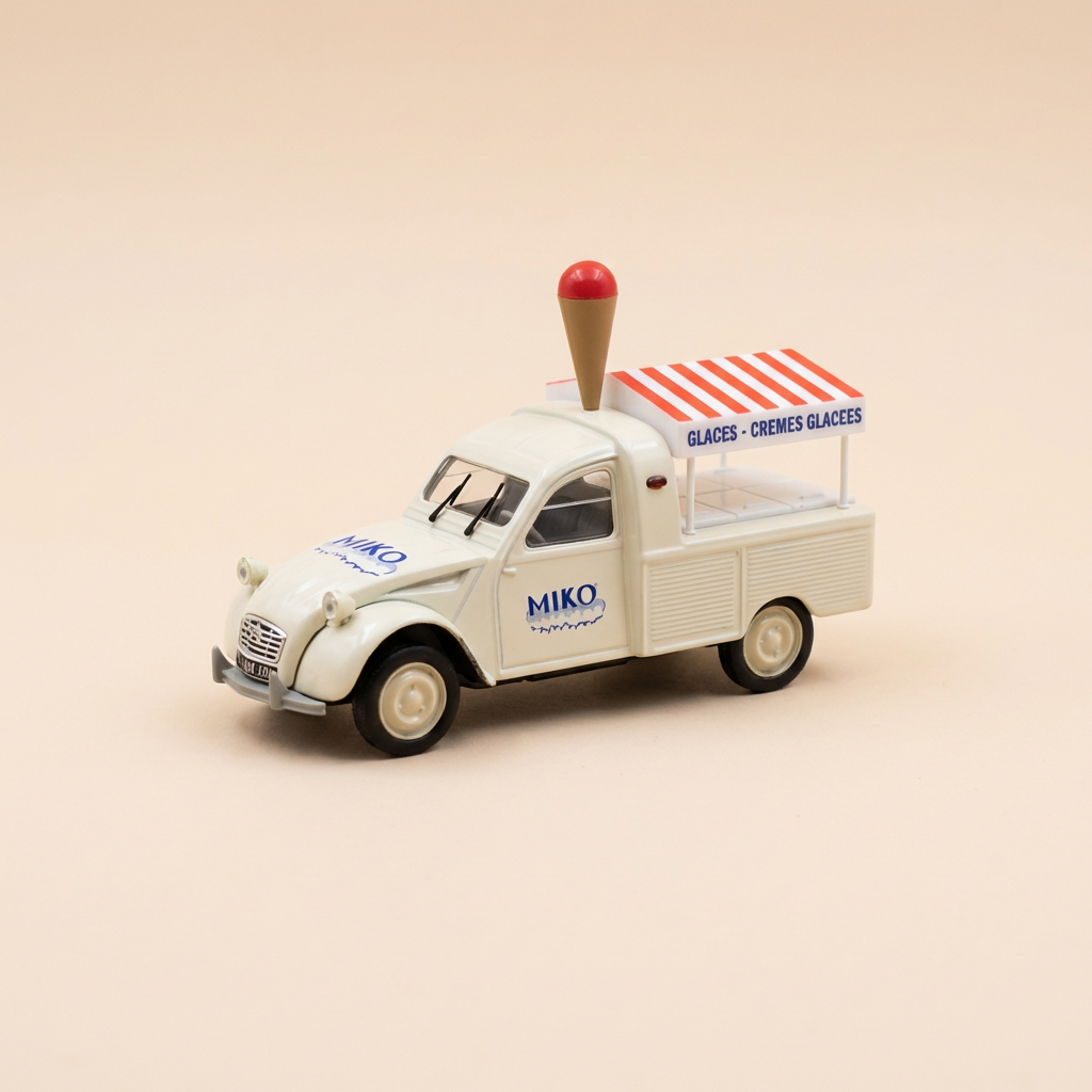 Citroën 2 CV Pick-up beige Lieferwagen mit MIKO-Werbung - Norev