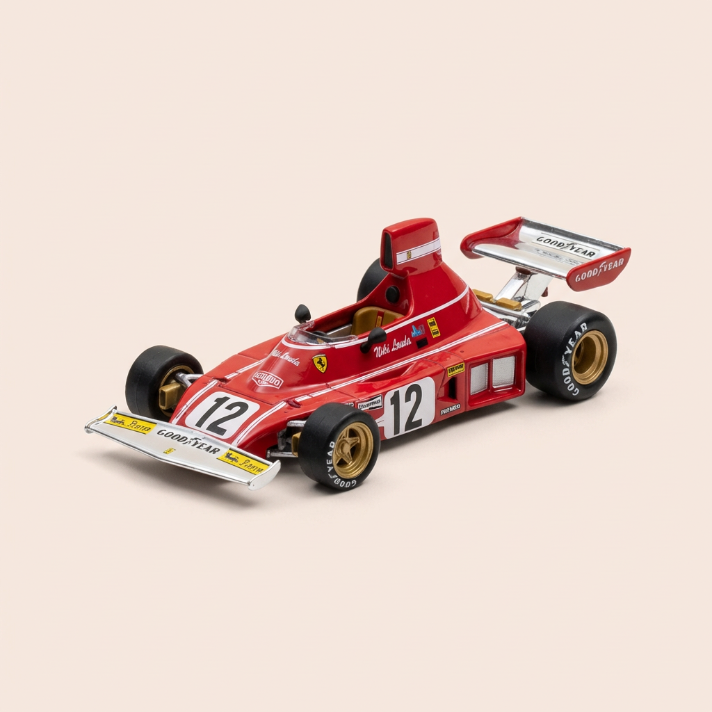 Ferrari 312B3-74 rouge numéro 12 de 1974 - Formule 1 - Niki Lauda (blister)
