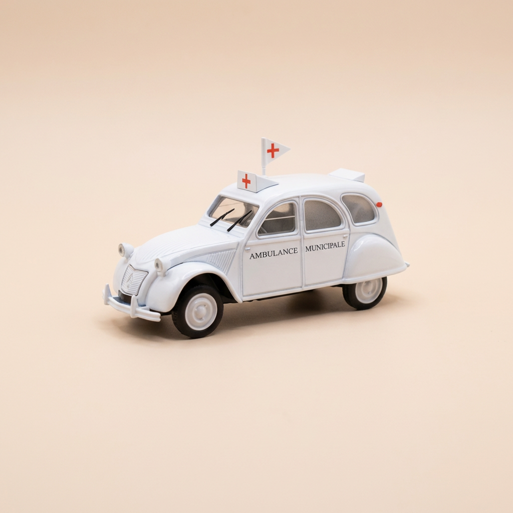 Citroën 2 CV A blanche - ambulance municipale - Norev (sous blister)