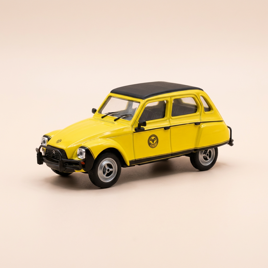 Citroën Dyane giel mat schwaarze Dëck - Norev (an Blister)
